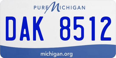 MI license plate DAK8512