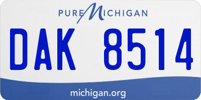 MI license plate DAK8514