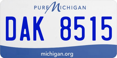 MI license plate DAK8515