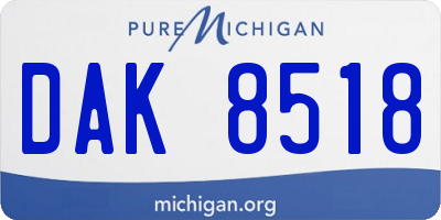 MI license plate DAK8518