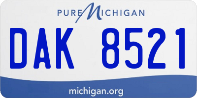 MI license plate DAK8521