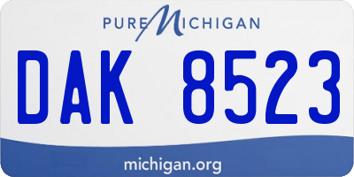 MI license plate DAK8523