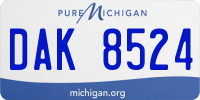 MI license plate DAK8524