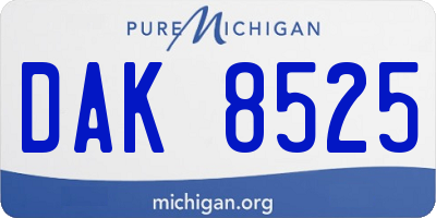 MI license plate DAK8525