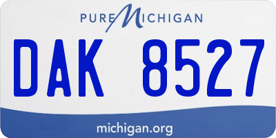 MI license plate DAK8527