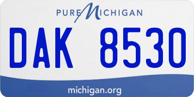 MI license plate DAK8530