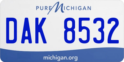 MI license plate DAK8532