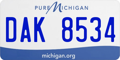 MI license plate DAK8534