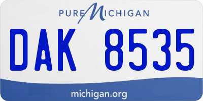 MI license plate DAK8535