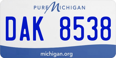 MI license plate DAK8538