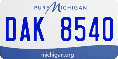 MI license plate DAK8540