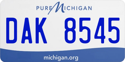 MI license plate DAK8545