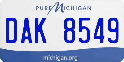 MI license plate DAK8549