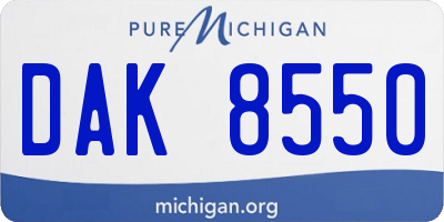 MI license plate DAK8550