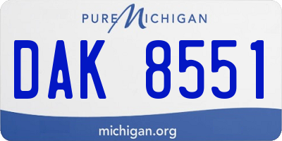 MI license plate DAK8551