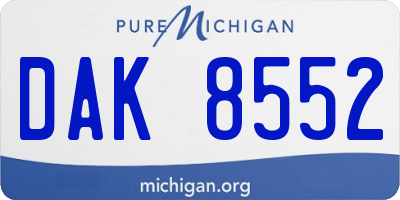 MI license plate DAK8552