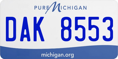 MI license plate DAK8553