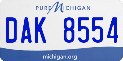 MI license plate DAK8554