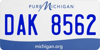 MI license plate DAK8562