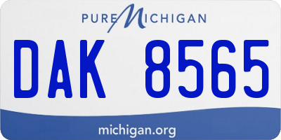 MI license plate DAK8565