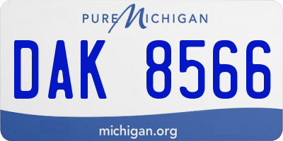 MI license plate DAK8566