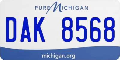 MI license plate DAK8568