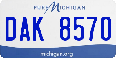 MI license plate DAK8570