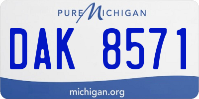 MI license plate DAK8571