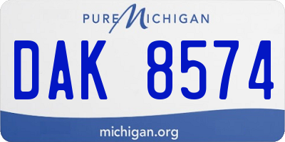 MI license plate DAK8574