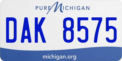 MI license plate DAK8575