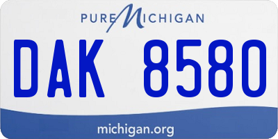 MI license plate DAK8580