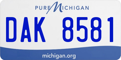 MI license plate DAK8581