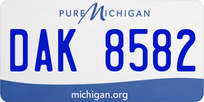 MI license plate DAK8582