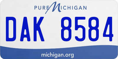 MI license plate DAK8584