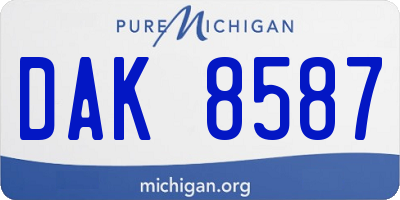 MI license plate DAK8587