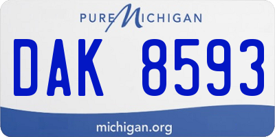 MI license plate DAK8593