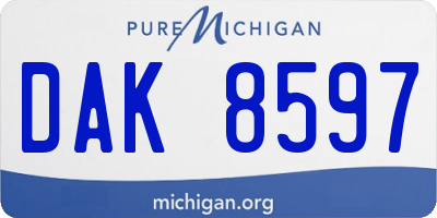 MI license plate DAK8597