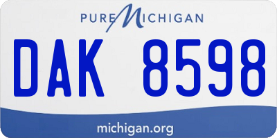 MI license plate DAK8598