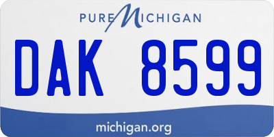 MI license plate DAK8599