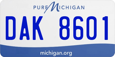 MI license plate DAK8601