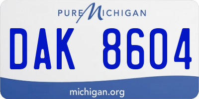 MI license plate DAK8604