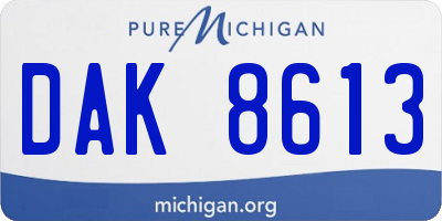MI license plate DAK8613
