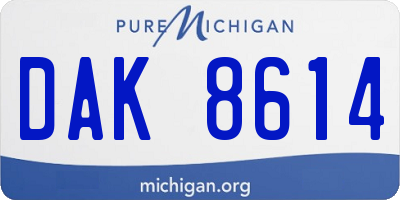 MI license plate DAK8614