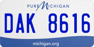 MI license plate DAK8616