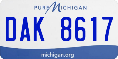 MI license plate DAK8617