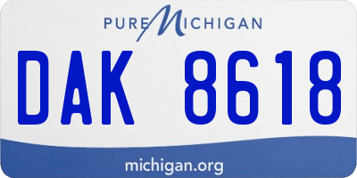 MI license plate DAK8618