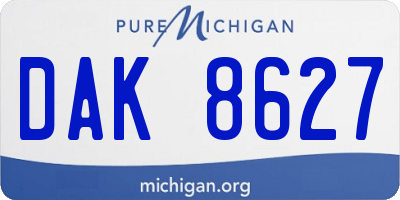 MI license plate DAK8627