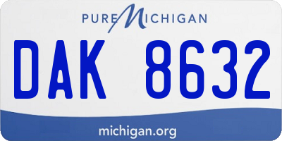 MI license plate DAK8632