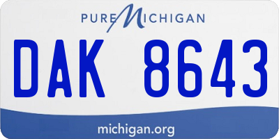 MI license plate DAK8643