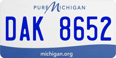 MI license plate DAK8652